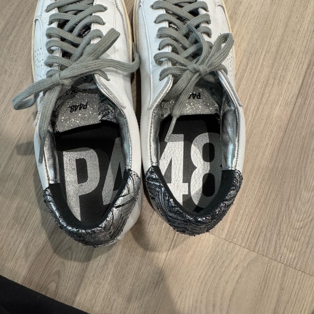 P448 White and Silver Sneakers